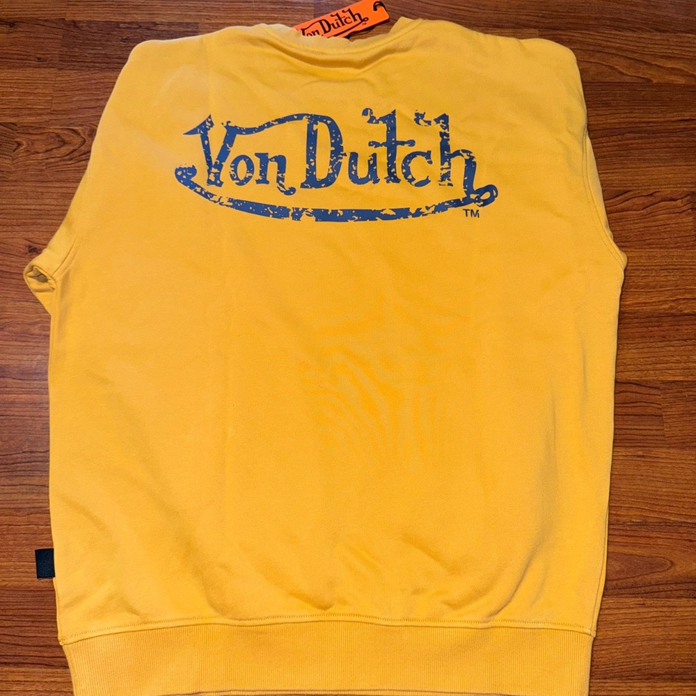 Von Dutch Yellow Crewneck Sweater with Vintage Logo - Picture 4 of 5